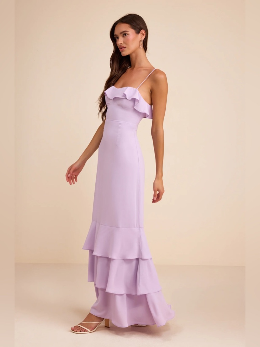Lulu's Lilac Ruffle Strap Maxi Dress - Picture 4 of 8